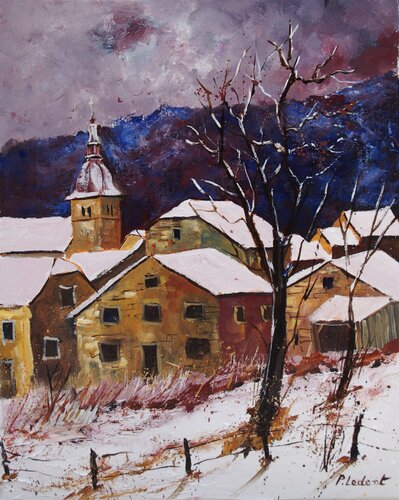 Snow on an old village von Pol Ledent, Malerei kaufen auf Singulart