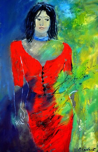 The red dress van Pol Ledent, Schilderij te koop op Singulart
