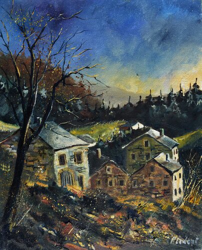 Old houses in my country van Pol Ledent, Schilderij te koop op Singulart