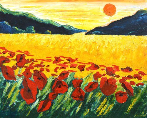 Red poppies in the sun - 108 von Pol Ledent, Malerei kaufen auf Singulart