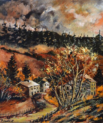 A village in my countryside di Pol Ledent, Pittura in vendita su Singulart