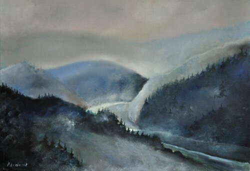Mist on the river Semois von Pol Ledent, Malerei kaufen auf Singulart