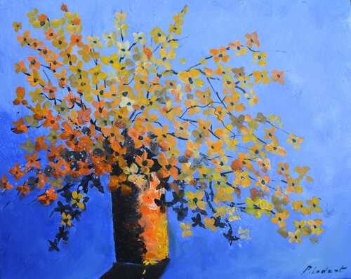 Orange  still life  - 5423 van Pol Ledent, Schilderij te koop op Singulart