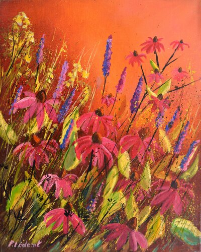 Rudbeckias  45 van Pol Ledent, Schilderij te koop op Singulart