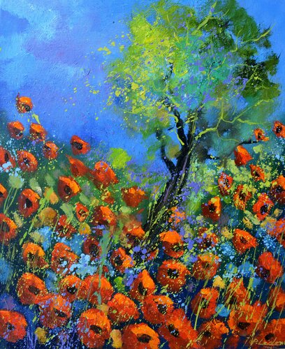 Red poppies 5623 van Pol Ledent, Schilderij te koop op Singulart