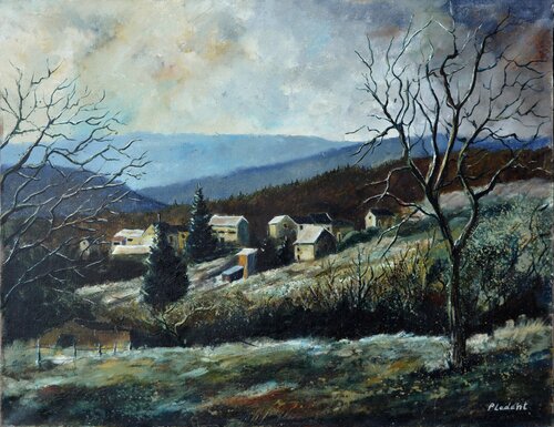 Quleques maisons dans un village di Pol Ledent, Pittura in vendita su Singulart