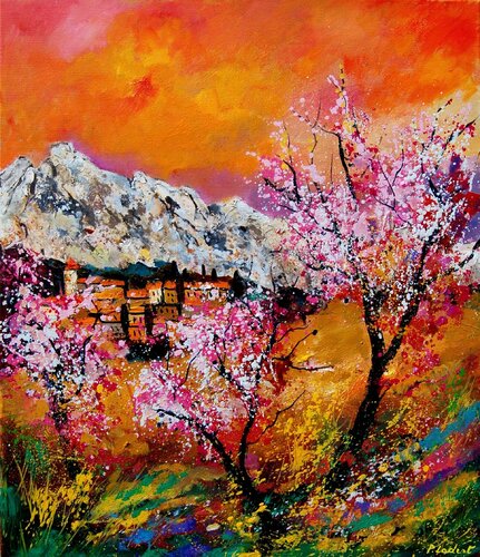 Bloomoing cherrytrees in Provence  -67 von Pol Ledent, Malerei kaufen auf Singulart