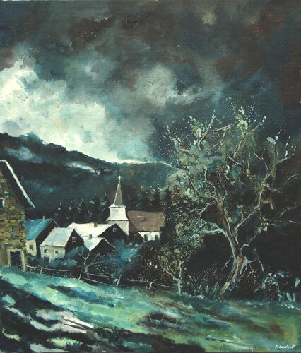 Stormy weather on the countryside- 67316040 van Pol Ledent, Schilderij te koop op Singulart