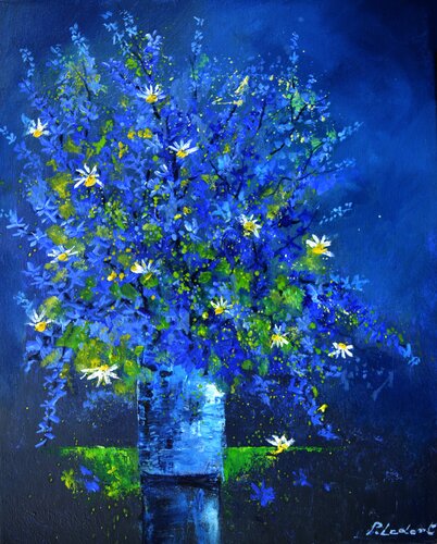 Blue Still - life  - 4523 de Pol Ledent, Pintura a la venta en Singulart