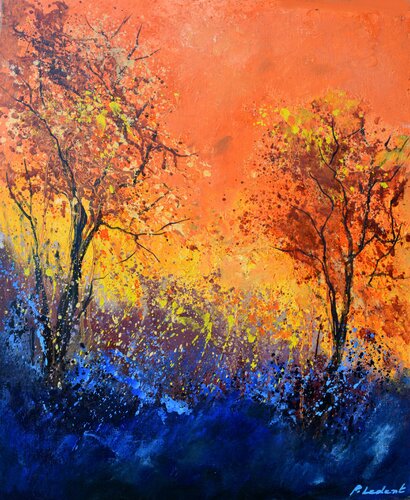 Just two trees in autumn di Pol Ledent, Pittura in vendita su Singulart