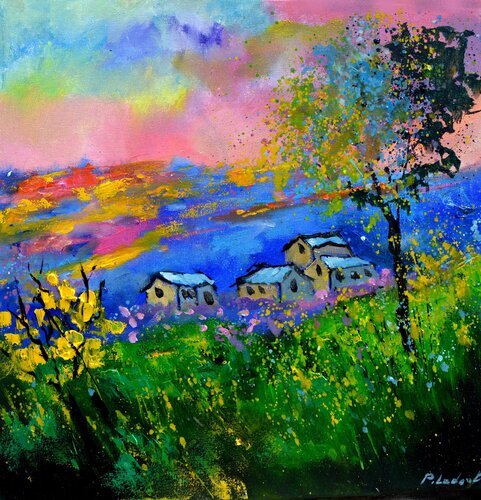 A few houses in wonderland 552021 di Pol Ledent, Pittura in vendita su Singulart
