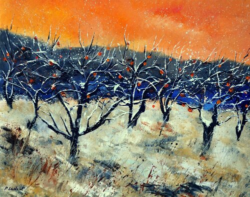Appletrees in winter -2023 von Pol Ledent, Malerei kaufen auf Singulart