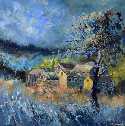 Old houses Belgian village van Pol Ledent, Schilderij te koop op Singulart