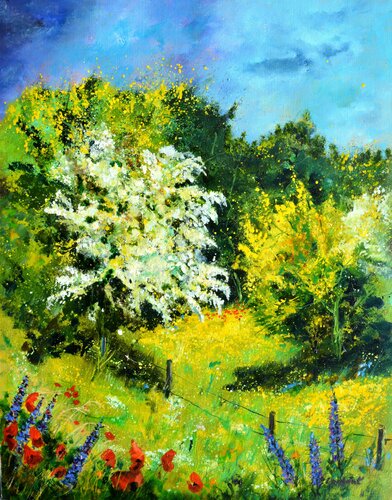 Blooming hawthorn von Pol Ledent, Malerei kaufen auf Singulart