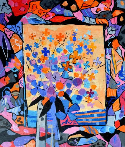 Colourful still life -560424 van Pol Ledent, Schilderij te koop op Singulart