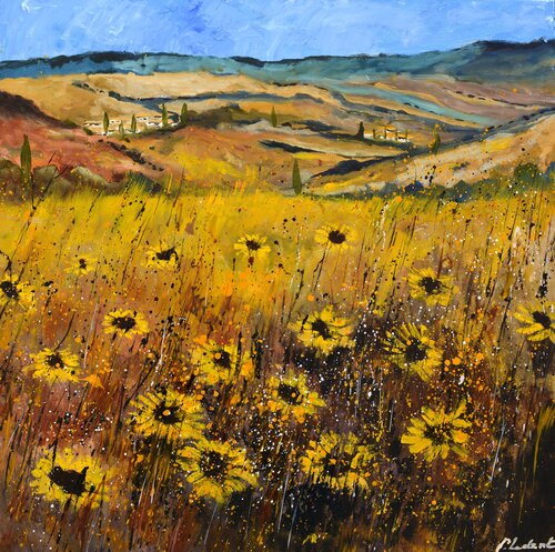 Sunflowers in Tuscany by Pol Ledent, 회화 for Sale on Singulart
