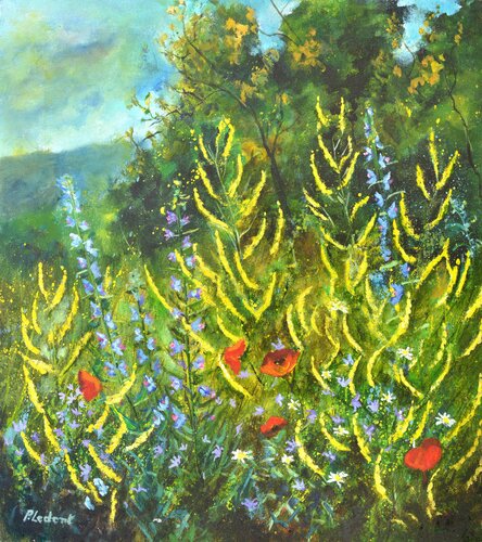 Wild flowers 7824 van Pol Ledent, Schilderij te koop op Singulart