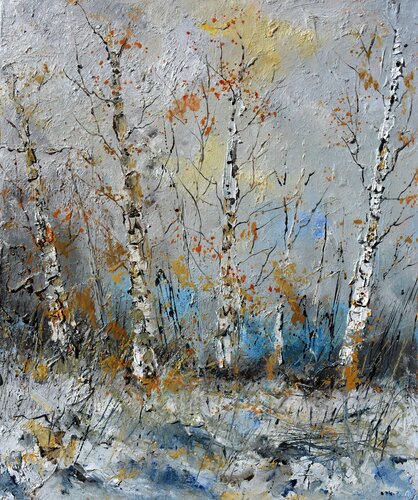 Aspentrees in winter 56 van Pol Ledent, Schilderij te koop op Singulart