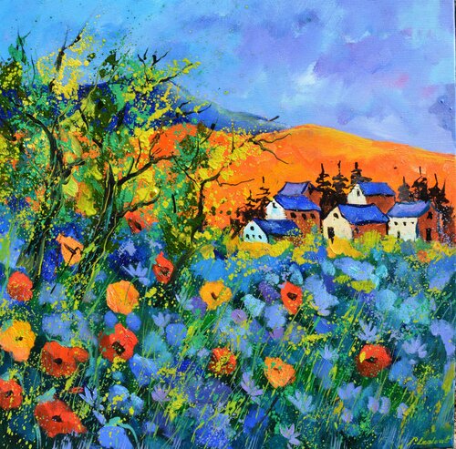 Summer in my countryside  7724 by Pol Ledent, 회화 for Sale on Singulart