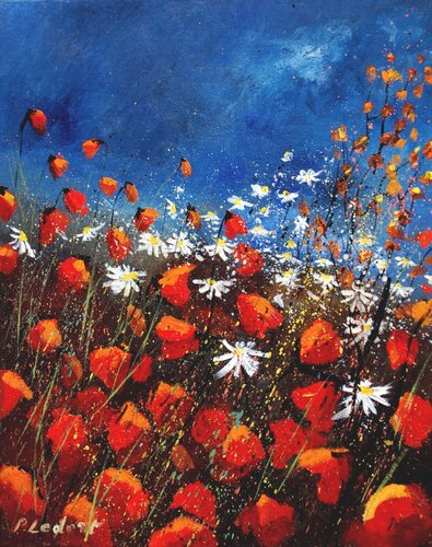Orange poppies van Pol Ledent, Schilderij te koop op Singulart