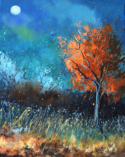 Orange tree at moonshine van Pol Ledent, Schilderij te koop op Singulart