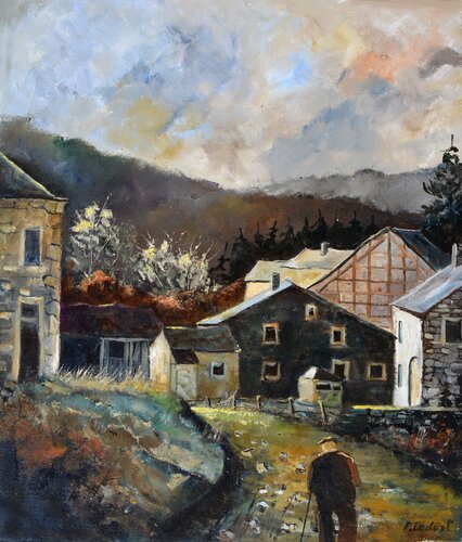 Old man - Old village di Pol Ledent, Pittura in vendita su Singulart
