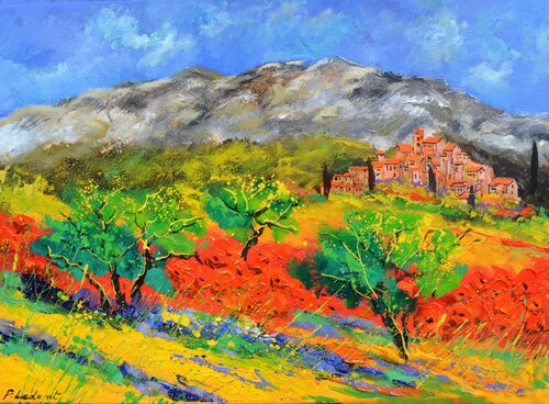 Coquelicots en Provence -  7524 di Pol Ledent, Pittura in vendita su Singulart