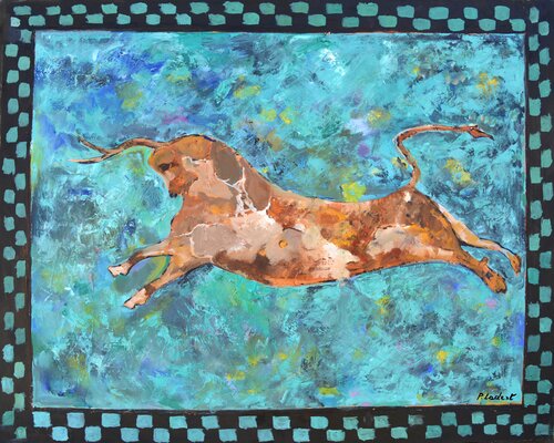 The bull of Knossos di Pol Ledent, Pittura in vendita su Singulart