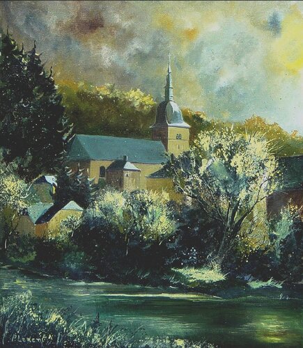 Chassepierre a village in my countryside di Pol Ledent, Pittura in vendita su Singulart