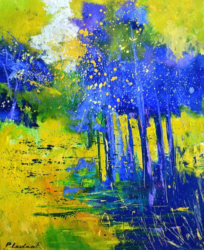 Yellow and purple pond von Pol Ledent, Malerei kaufen auf Singulart