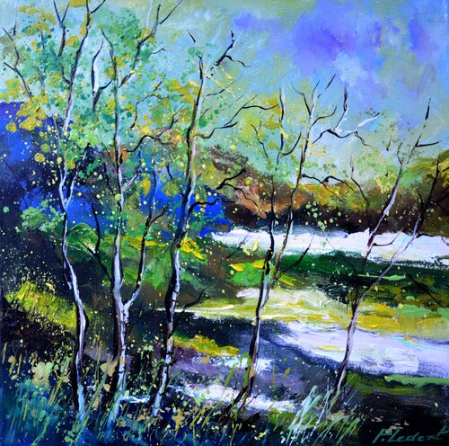 Quelques flaques d'eau au printemps von Pol Ledent, Malerei kaufen auf Singulart