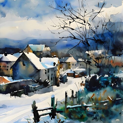 My countryside in winter van Pol Ledent, Schilderij te koop op Singulart