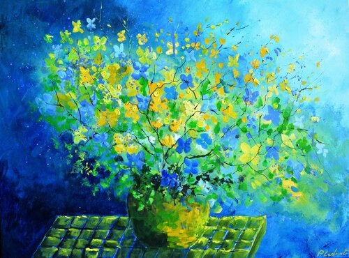 Blue still life -  9725 von Pol Ledent, Malerei kaufen auf Singulart