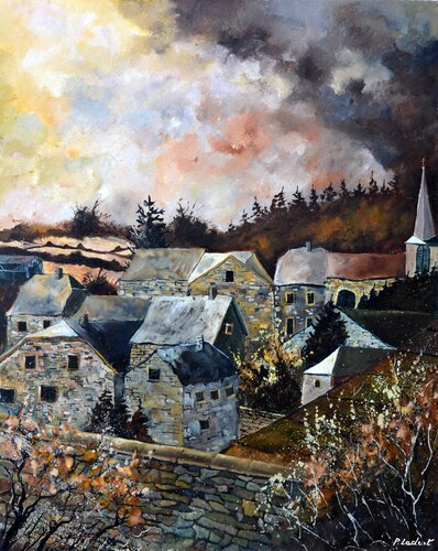 Autumn in my village von Pol Ledent, Malerei kaufen auf Singulart