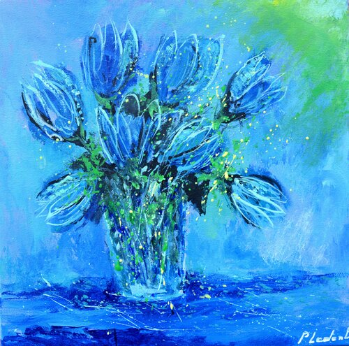 Blue tulips von Pol Ledent, Malerei kaufen auf Singulart