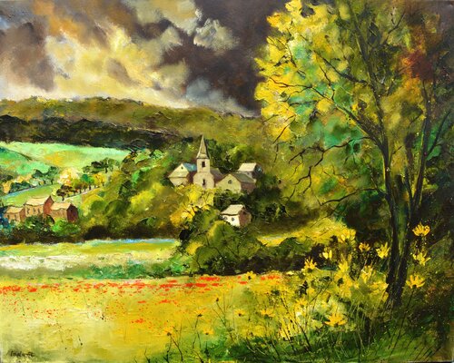Village in my countryside - Lesterny - von Pol Ledent, Malerei kaufen auf Singulart