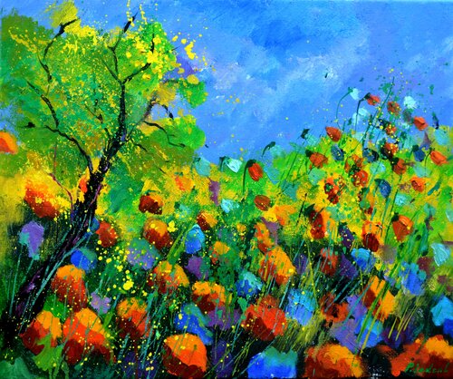 Red poppies in summer van Pol Ledent, Schilderij te koop op Singulart