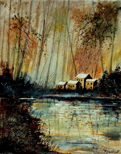 Automne sur le lac van Pol Ledent, Schilderij te koop op Singulart