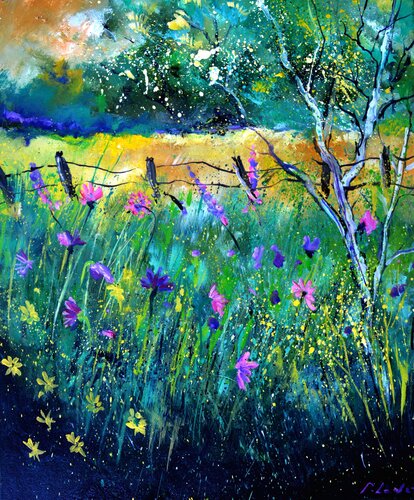 Wild flowers in summer by Pol Ledent, 회화 for Sale on Singulart