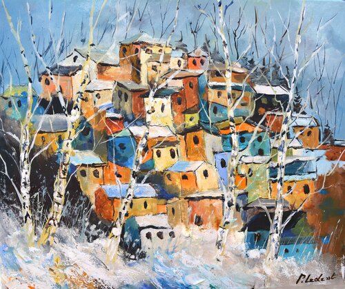 A colourful winter  5626 de Pol Ledent, Pintura a la venta en Singulart