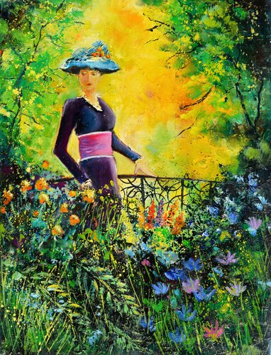 Walking in the garden di Pol Ledent, Pittura in vendita su Singulart