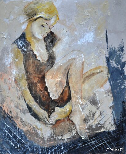 Sitting young girl by Pol Ledent, Painting for Sale on Singulart