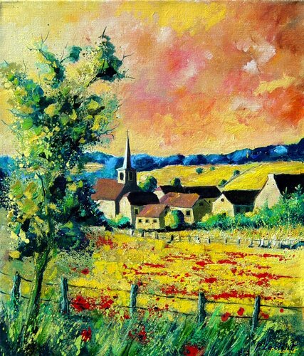 Red poppies in my countryside 6726 par Pol Ledent, Peinture en vente sur Singulart