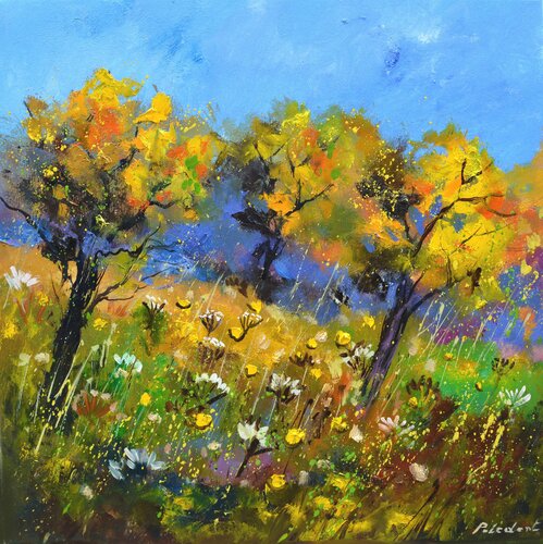 Three trees in summer de Pol Ledent, Pintura a la venta en Singulart