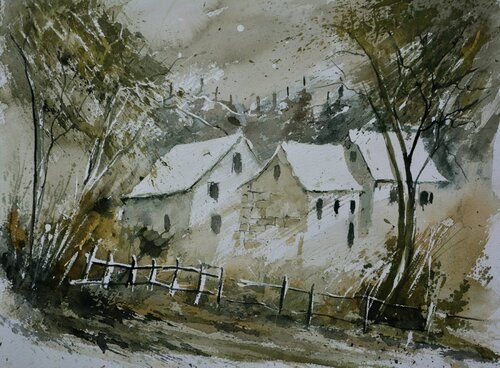 Hiver - aquarelle 611032 von Pol Ledent, Werk auf Papier kaufen auf Singulart