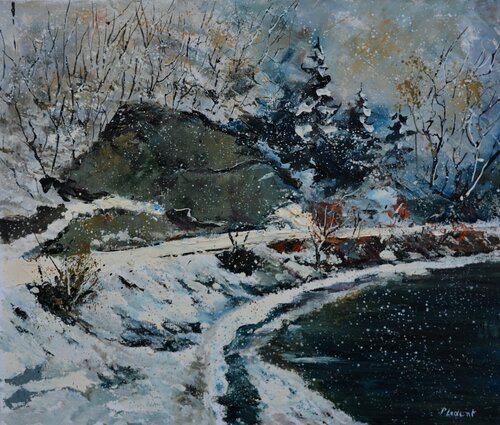 Les couleurs de l'hiver en Ardenne von Pol Ledent, Malerei kaufen auf Singulart