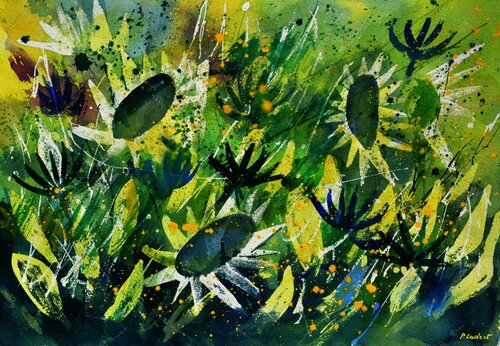 Sunflowers - aquarelle 45517030 van Pol Ledent, Werk op papier te koop op Singulart