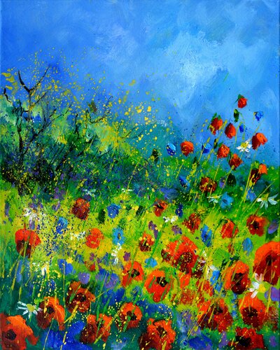 Paysage bleu et rose van Pol Ledent, Schilderij te koop op Singulart