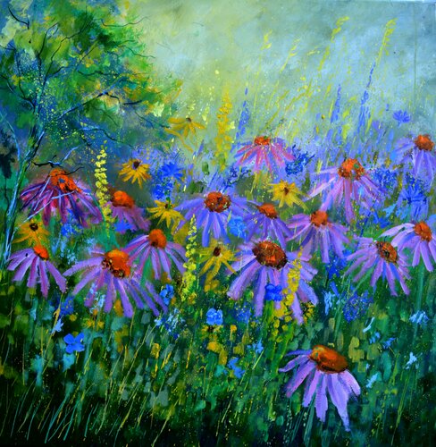 Rudbeckias di Pol Ledent, Pittura in vendita su Singulart