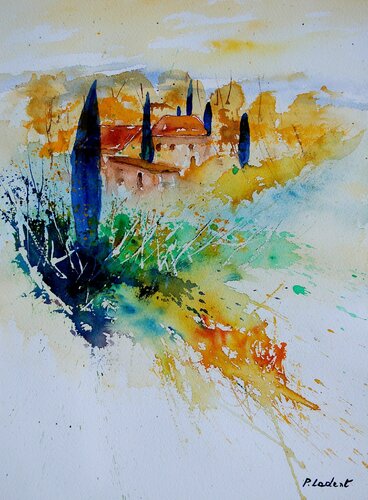 Toscane   aquarelle 013013 di Pol Ledent, Opera su carta in vendita su Singulart
